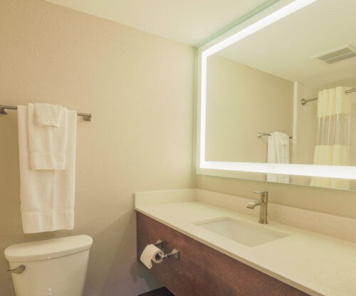 Bathroom within a lodge room at Shawnee Park Lodge