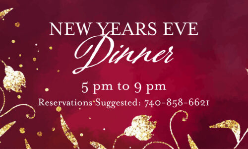 A graphic that says, "New Year's Eve Dinner 5 p.m. to 9 p.m."